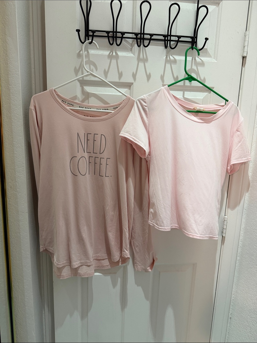 Rae Dunn Light Pink Long Sleeve Tee - "Need Coffee."